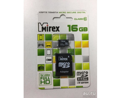 16Gb micro  SD+ адаптер Class10 Mirex