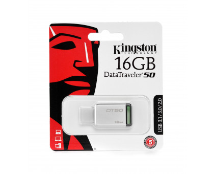 16GB USB Kingston DataTraveler 50 серебристо-зелен