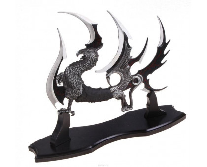 Сувенир нож на подставке изогнутый дракон с языком