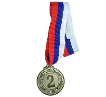 Медаль призовая триколор 5см серебро 3689174 с лен