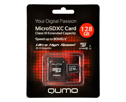 128Gb MicroSDХС Qumo 10 класс с адаптером