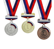 Медаль призовая триколор 5см золото 3689173 с лент