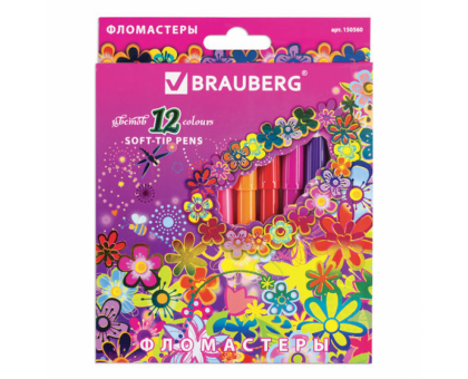 Фломастеры 12 цв BRAUBERG "Blooming" 150560