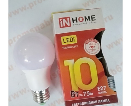 Лампа светодиодная IN HOME 10ВТ Е27 3000к