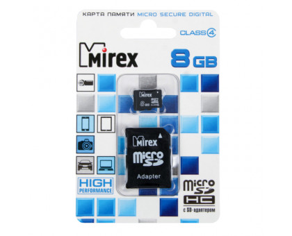 8Gb MicroSD Mirex (Class 4) с адаптером