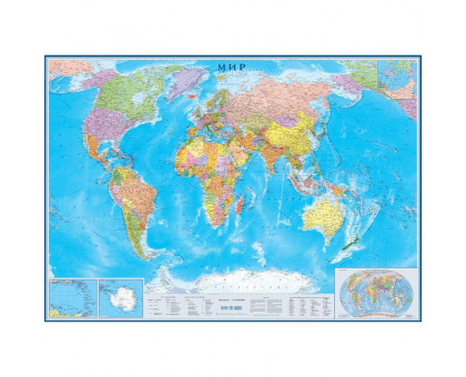 Карта мира политическая 1:30м (136см*890см) с флаг