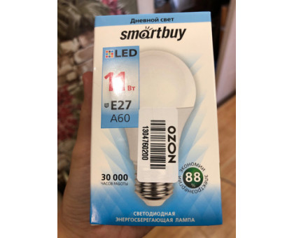 Лампа светодиодная SmartBuy А60 Е27 11вт 6000К  хо