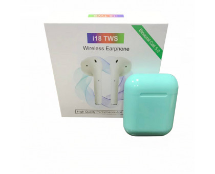 Bluetooth наушники TWS i18 голубые