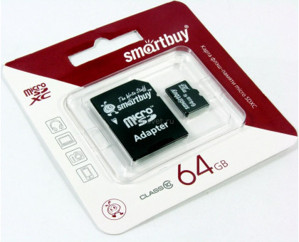 64Gb MicroSD Smart Buy  Class10 с адаптером